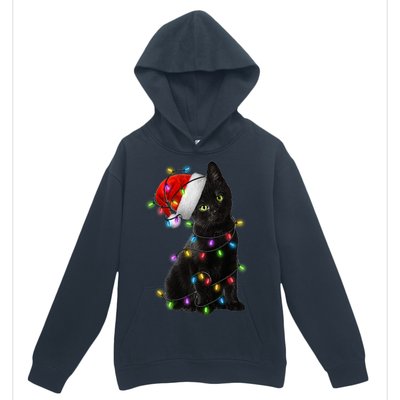 Christmas Lights Santa Kitty Urban Pullover Hoodie