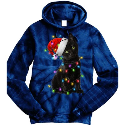 Christmas Lights Santa Kitty Tie Dye Hoodie