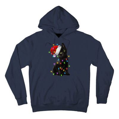 Christmas Lights Santa Kitty Tall Hoodie