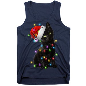 Christmas Lights Santa Kitty Tank Top