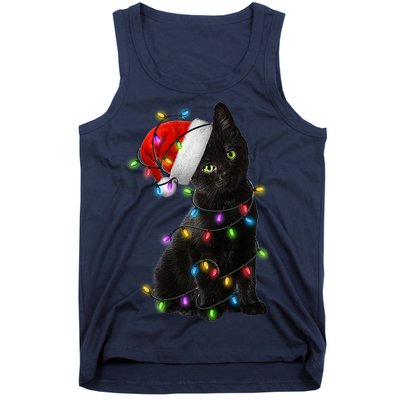 Christmas Lights Santa Kitty Tank Top