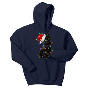 Christmas Lights Santa Kitty Kids Hoodie