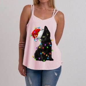 Christmas Lights Santa Kitty Women's Strappy Tank