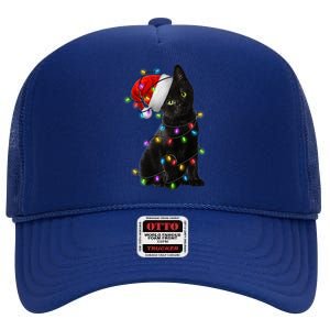 Christmas Lights Santa Kitty High Crown Mesh Back Trucker Hat