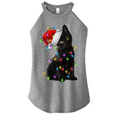 Christmas Lights Santa Kitty Women's Perfect Tri Rocker Tank