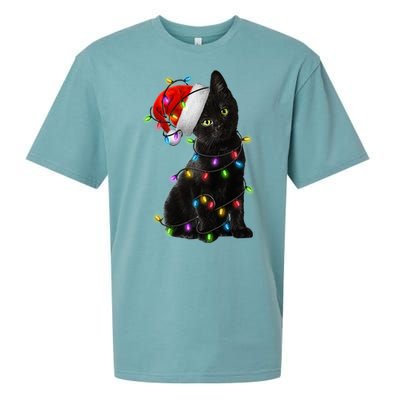 Christmas Lights Santa Kitty Sueded Cloud Jersey T-Shirt