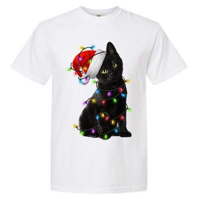 Christmas Lights Santa Kitty Garment-Dyed Heavyweight T-Shirt