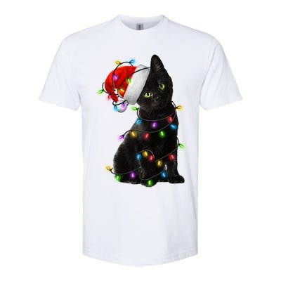 Christmas Lights Santa Kitty Softstyle® CVC T-Shirt