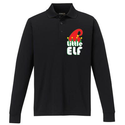 Christmas Little Elf Hat Performance Long Sleeve Polo