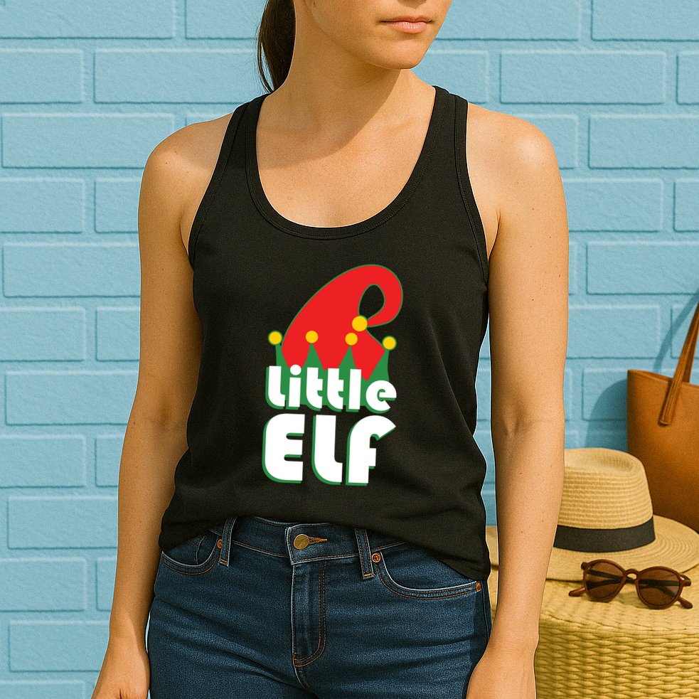 Christmas Little Elf Hat Womens Tank Top