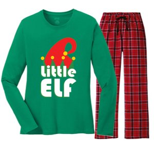 Christmas Little Elf Hat Women's Long Sleeve Flannel Pajama Set 