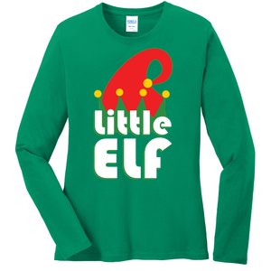 Christmas Little Elf Hat Ladies Long Sleeve Shirt