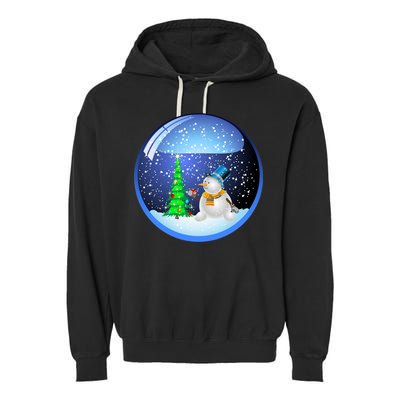 Christmas Little Snowman Globe Garment-Dyed Fleece Hoodie