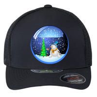 Christmas Little Snowman Globe Flexfit Unipanel Trucker Cap