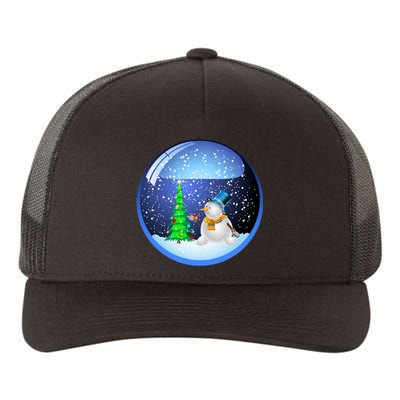 Christmas Little Snowman Globe Yupoong Adult 5-Panel Trucker Hat