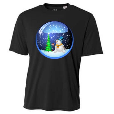 Christmas Little Snowman Globe Cooling Performance Crew T-Shirt