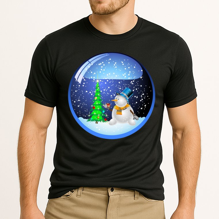 Christmas Little Snowman Globe Cooling Performance Crew T-Shirt