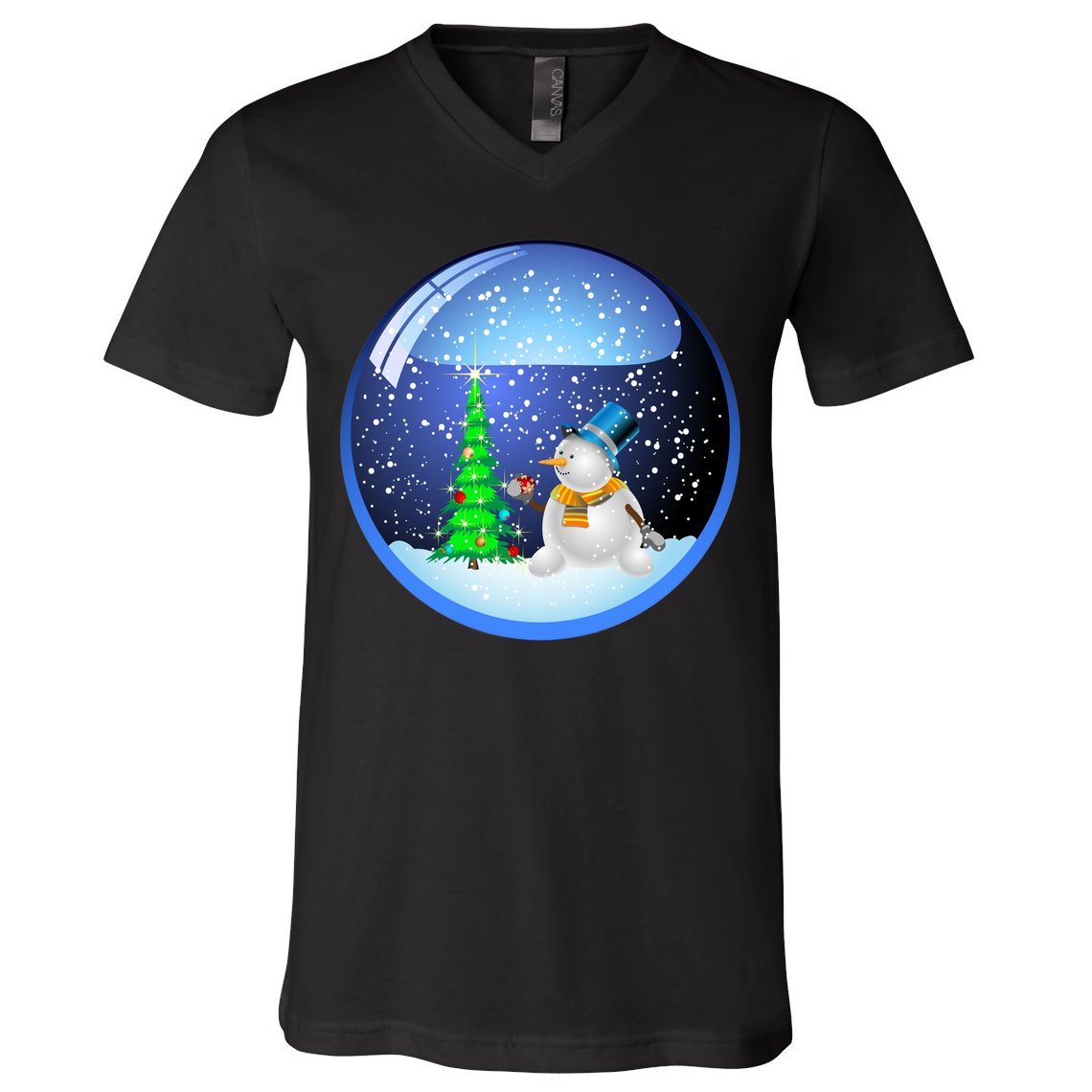 Christmas Little Snowman Globe V-Neck T-Shirt