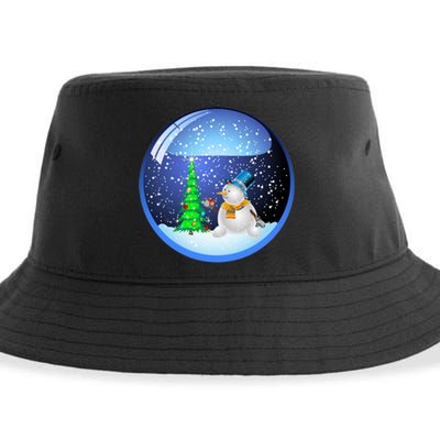 Christmas Little Snowman Globe Sustainable Bucket Hat