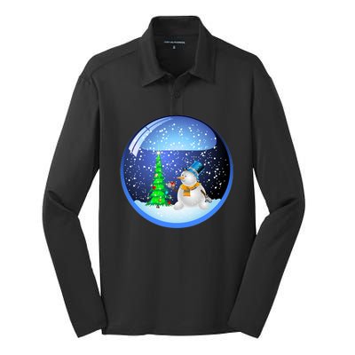 Christmas Little Snowman Globe Silk Touch Performance Long Sleeve Polo