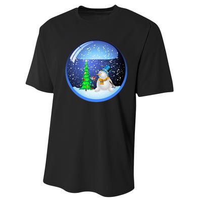 Christmas Little Snowman Globe Performance Sprint T-Shirt