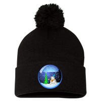 Christmas Little Snowman Globe Pom Pom 12in Knit Beanie