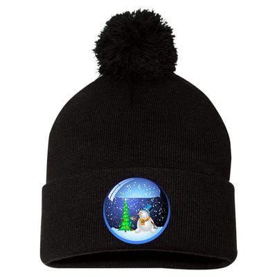 Christmas Little Snowman Globe Pom Pom 12in Knit Beanie