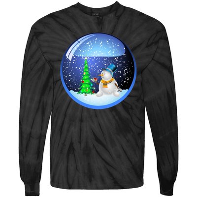 Christmas Little Snowman Globe Tie-Dye Long Sleeve Shirt