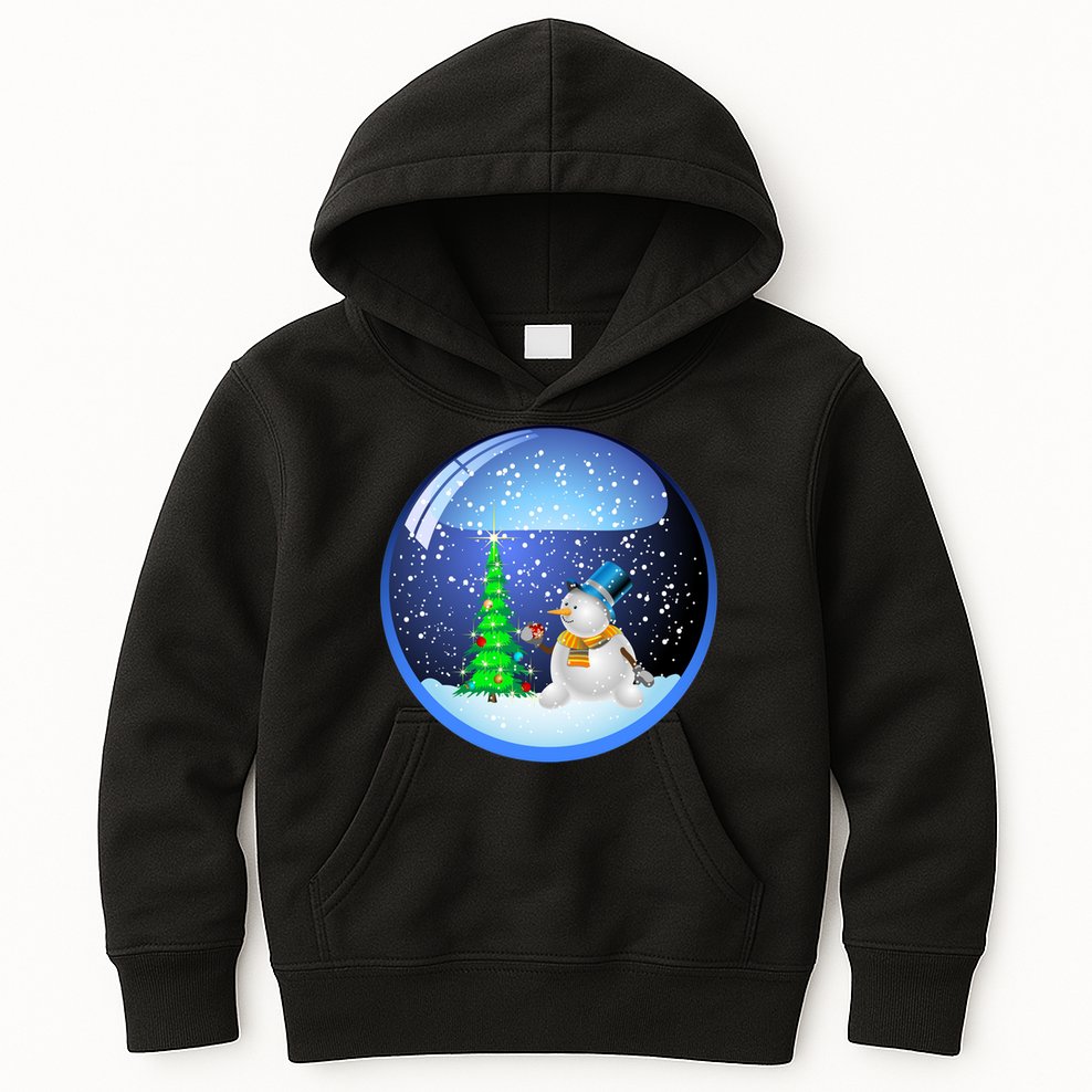 Christmas Little Snowman Globe Kids Hoodie