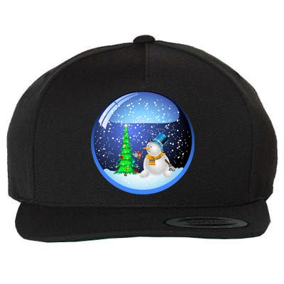 Christmas Little Snowman Globe Wool Snapback Cap