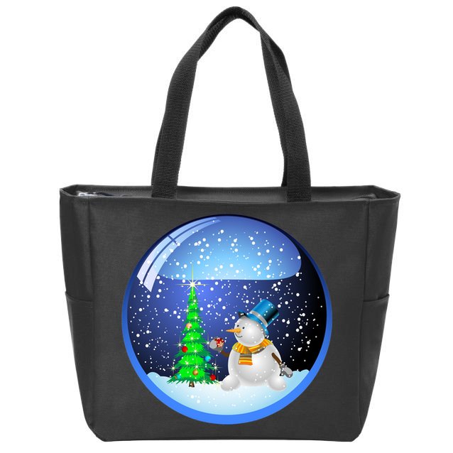 Christmas Little Snowman Globe Zip Tote Bag