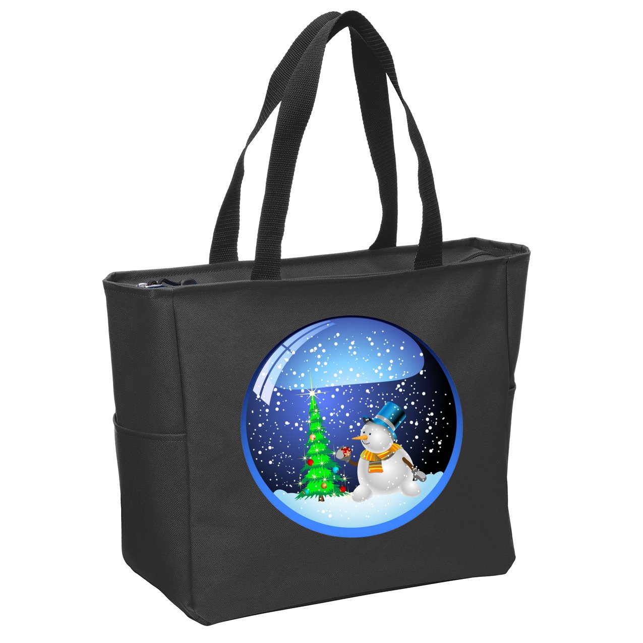 Christmas Little Snowman Globe Zip Tote Bag
