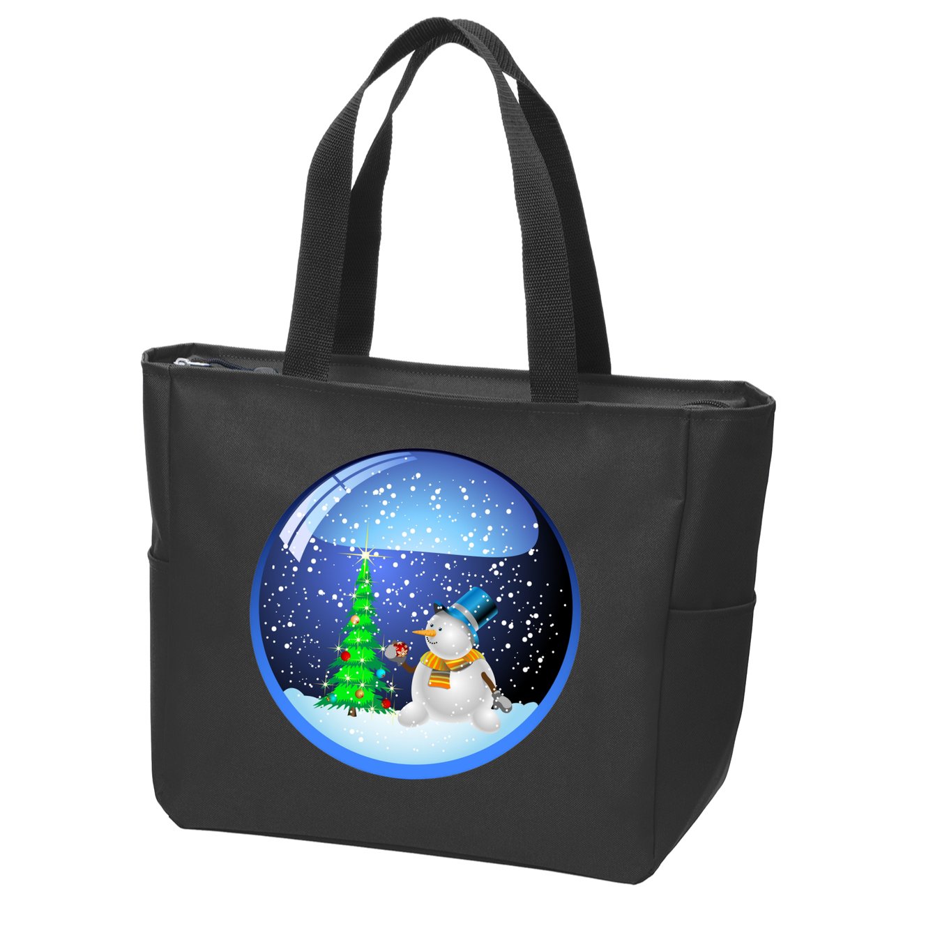 Christmas Little Snowman Globe Zip Tote Bag
