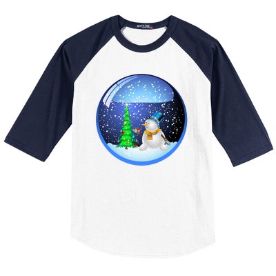 Christmas Little Snowman Globe Baseball Sleeve Shirt