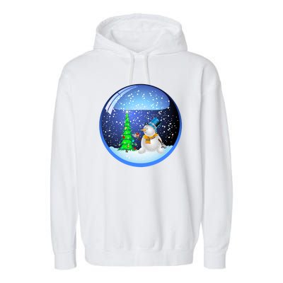 Christmas Little Snowman Globe Garment-Dyed Fleece Hoodie