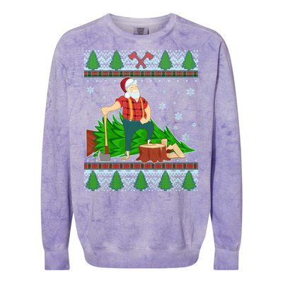 Christmas Lumber Santa Claus Colorblast Crewneck Sweatshirt