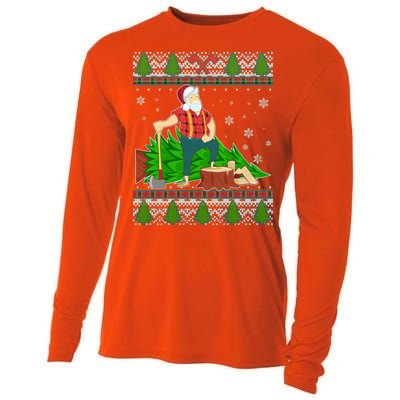 Christmas Lumber Santa Claus Cooling Performance Long Sleeve Crew