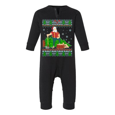 Christmas Lumber Santa Claus Infant Fleece One Piece