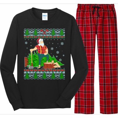 Christmas Lumber Santa Claus Long Sleeve Pajama Set