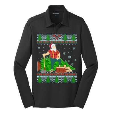 Christmas Lumber Santa Claus Silk Touch Performance Long Sleeve Polo