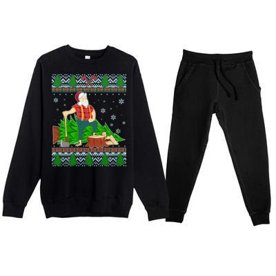 Christmas Lumber Santa Claus Premium Crewneck Sweatsuit Set