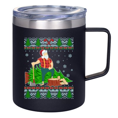 Christmas Lumber Santa Claus 12oz Stainless Steel Coffee Mug