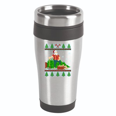 Christmas Lumber Santa Claus 16oz Travel Tumbler