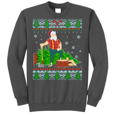 Christmas Lumber Santa Claus Tall Sweatshirt