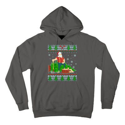 Christmas Lumber Santa Claus Tall Hoodie