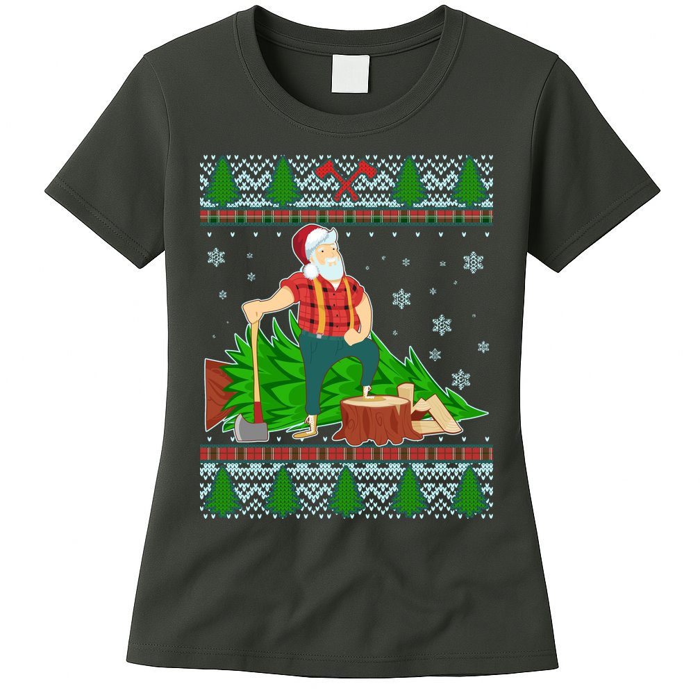 Christmas Lumber Santa Claus Womens T-Shirt