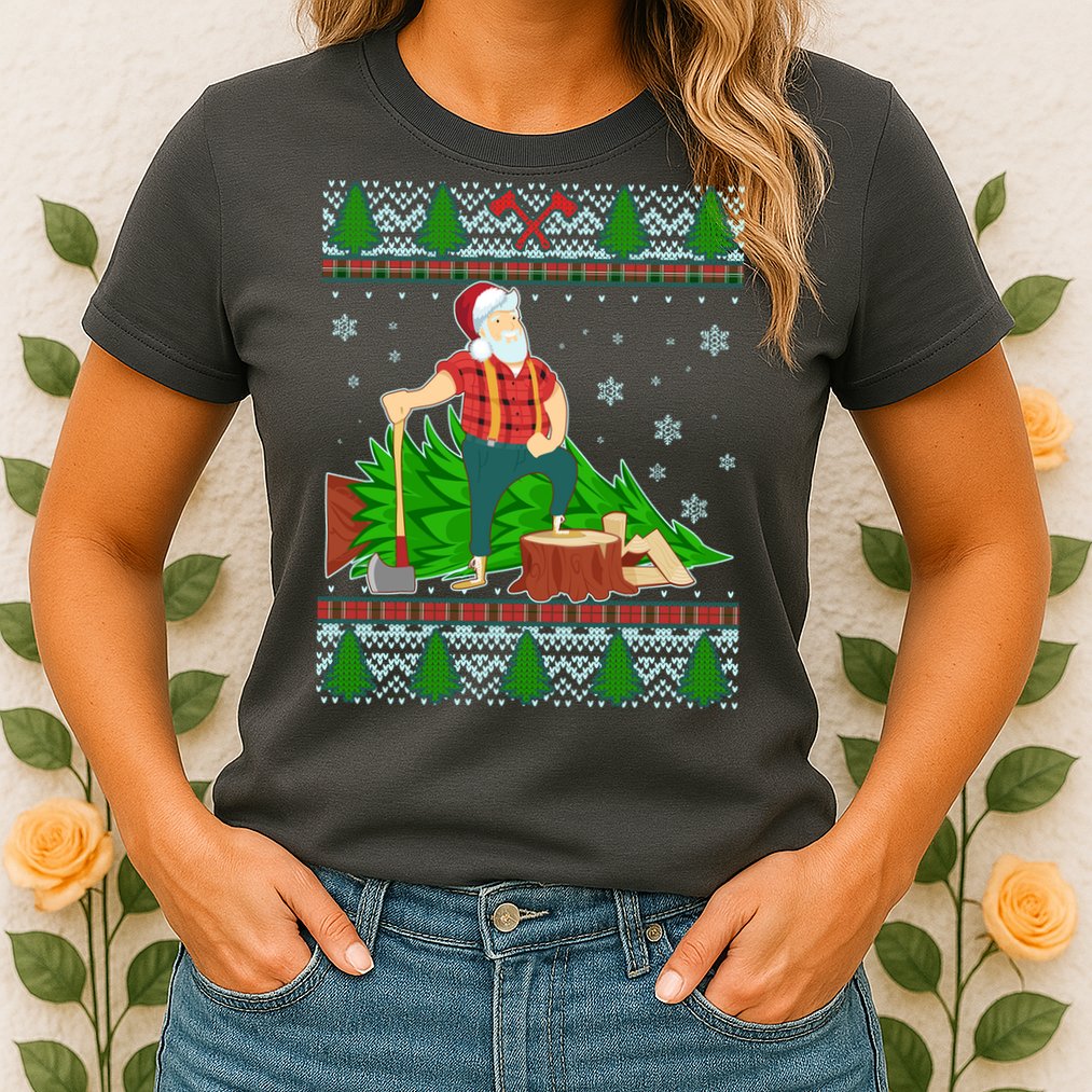 Christmas Lumber Santa Claus Womens T-Shirt