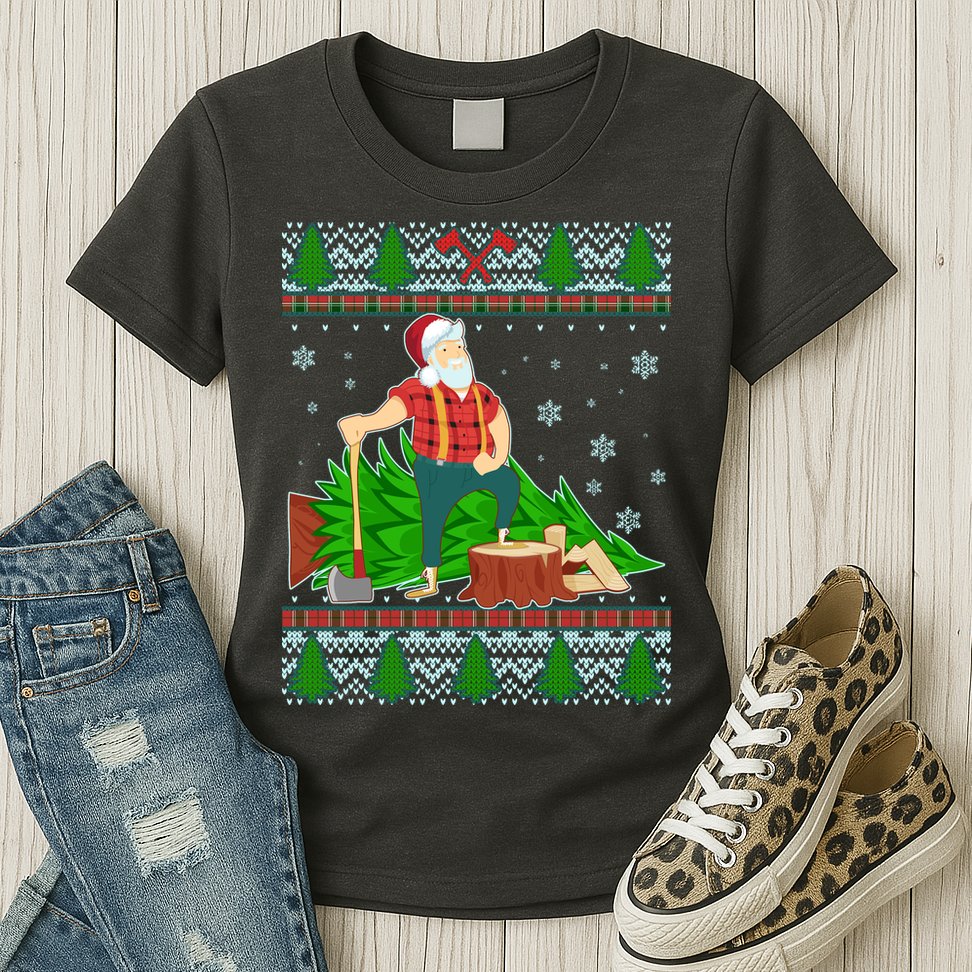 Christmas Lumber Santa Claus Womens T-Shirt
