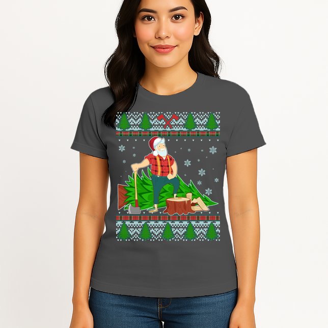 Christmas Lumber Santa Claus Womens T-Shirt