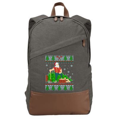 Christmas Lumber Santa Claus Cotton Canvas Backpack